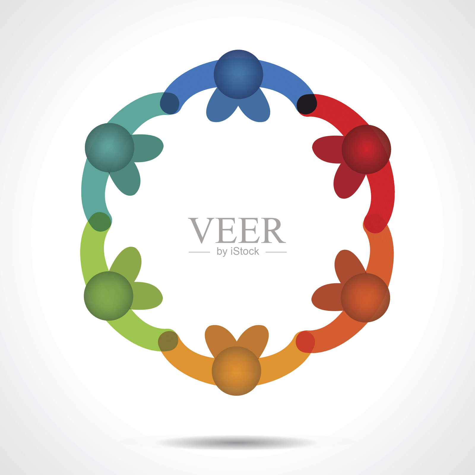 一圈牵着手的人插画图片素材