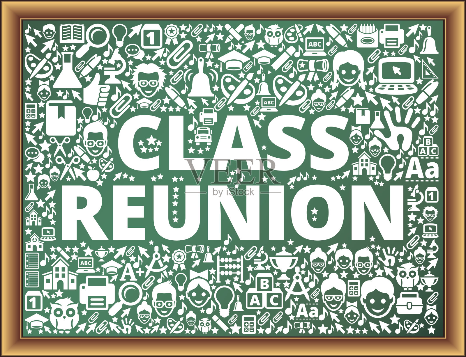 黑板上的同学聚会学校和教育矢量图标设计模板素材