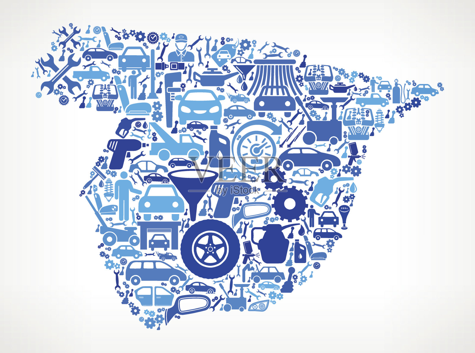 西班牙汽车修理汽车和汽车图标背景插画图片素材