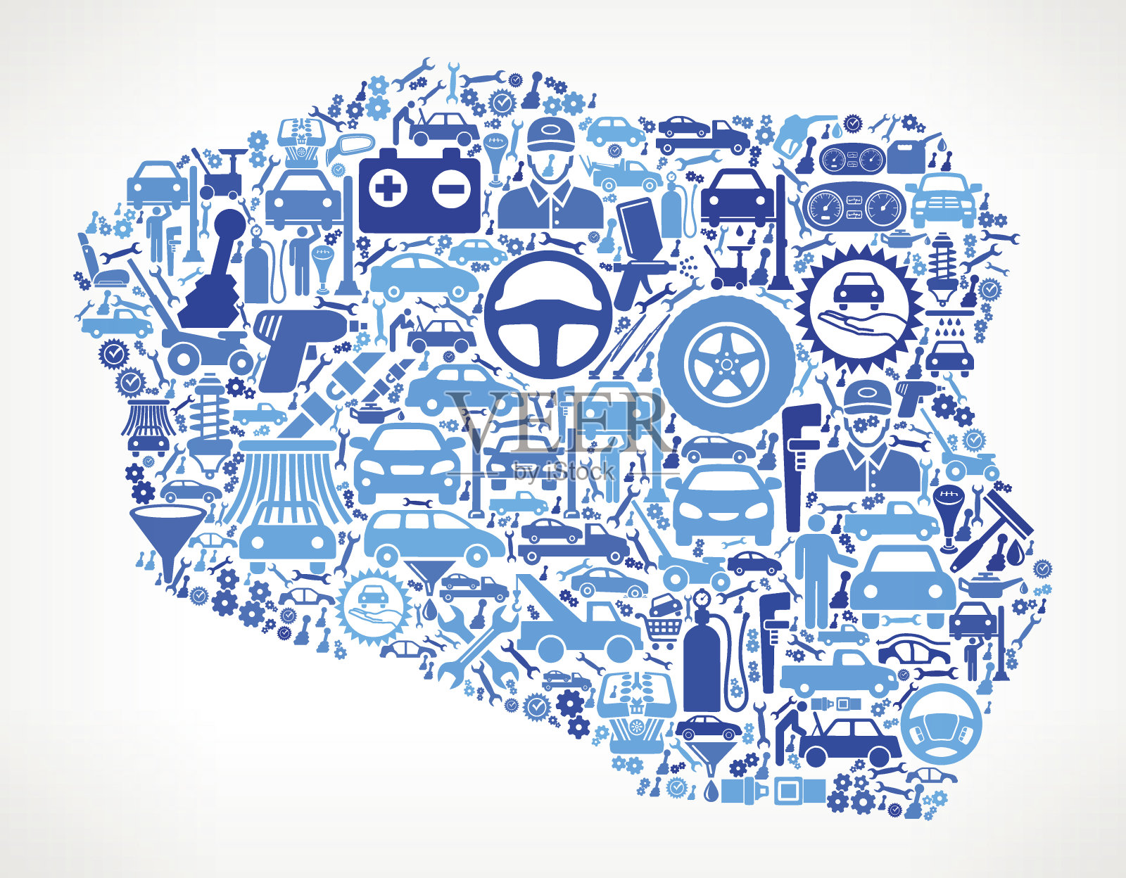 波兰汽车修理汽车和汽车图标背景插画图片素材