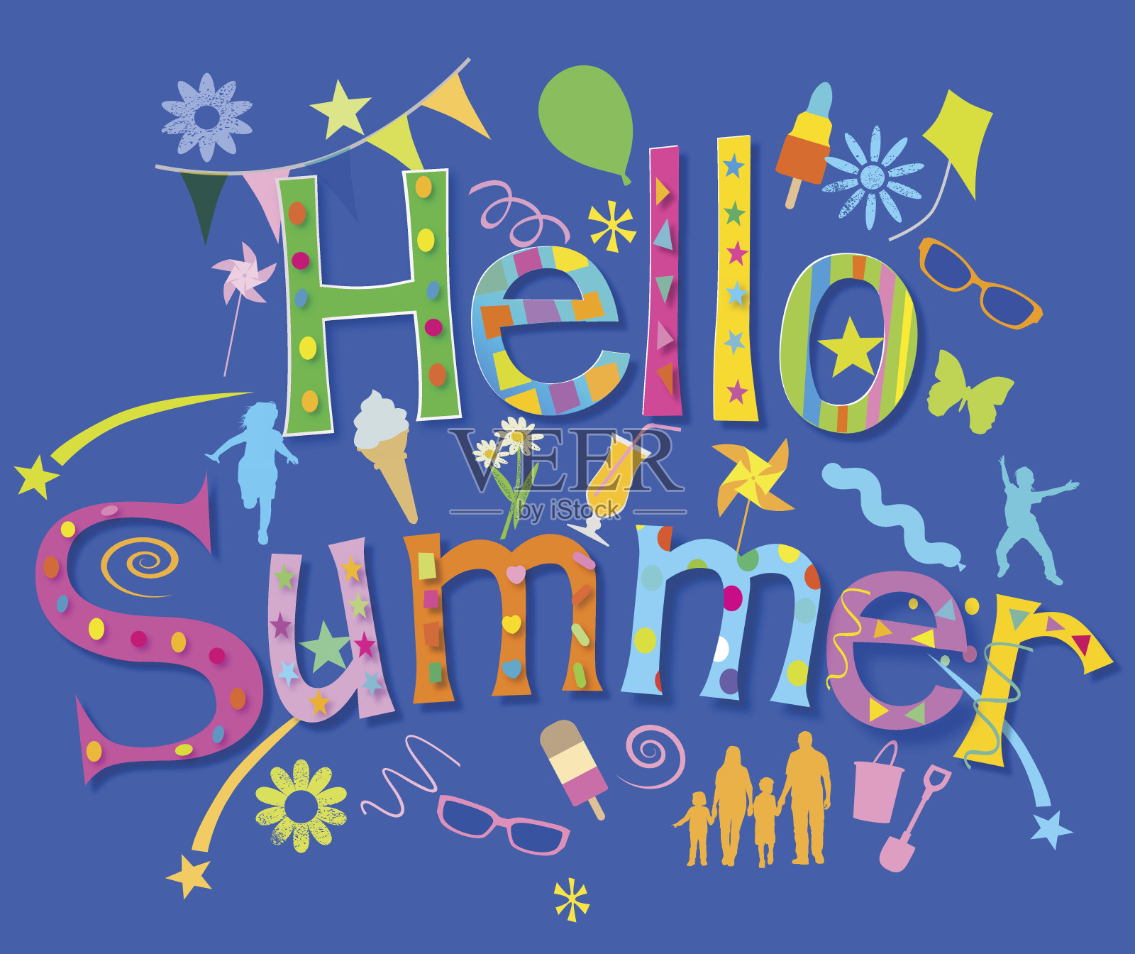 你好,夏天插画图片素材