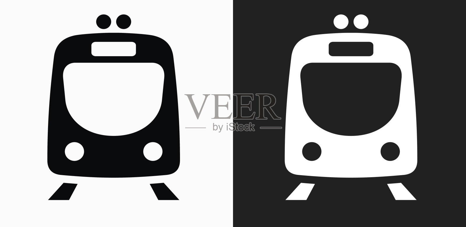火车图标上的黑色和白色矢量背景插画图片素材