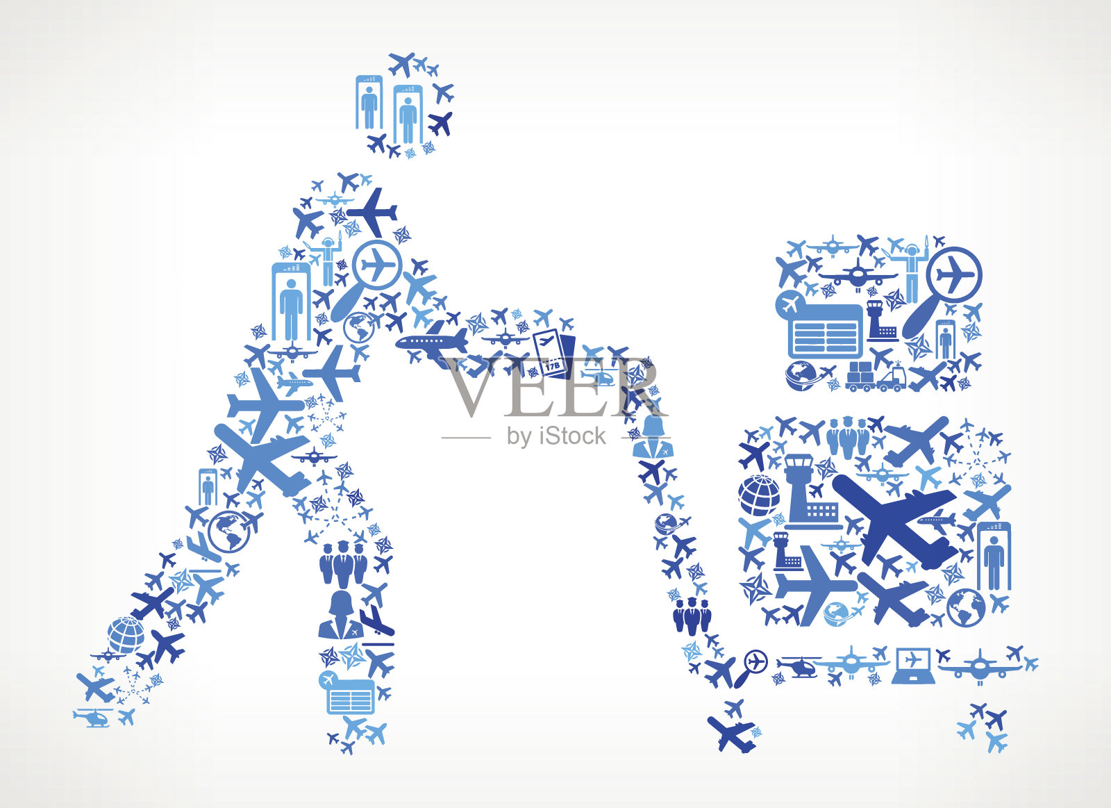 行李航空和飞机矢量图形插画图片素材