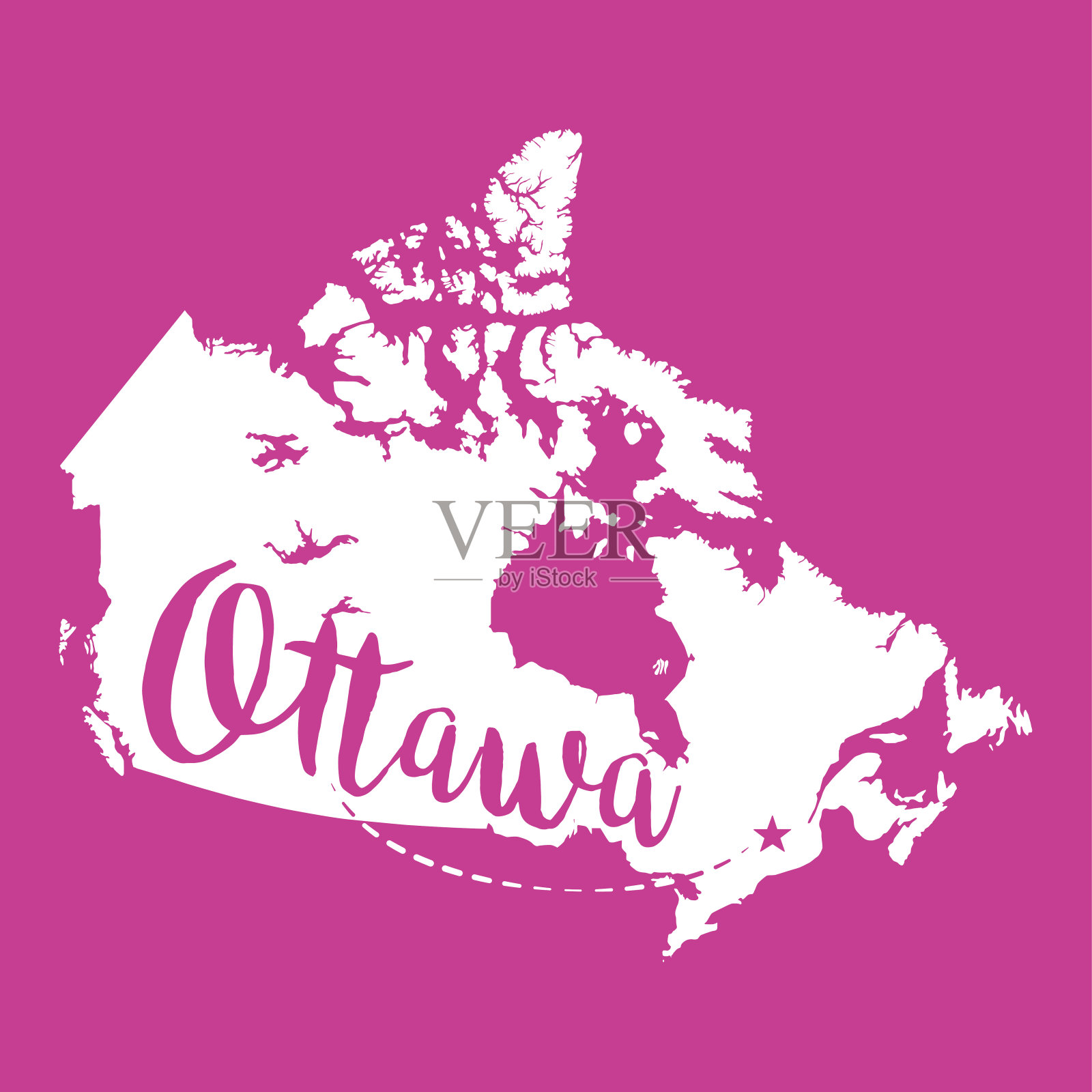 渥太华，加拿大矢量地图插画图片素材