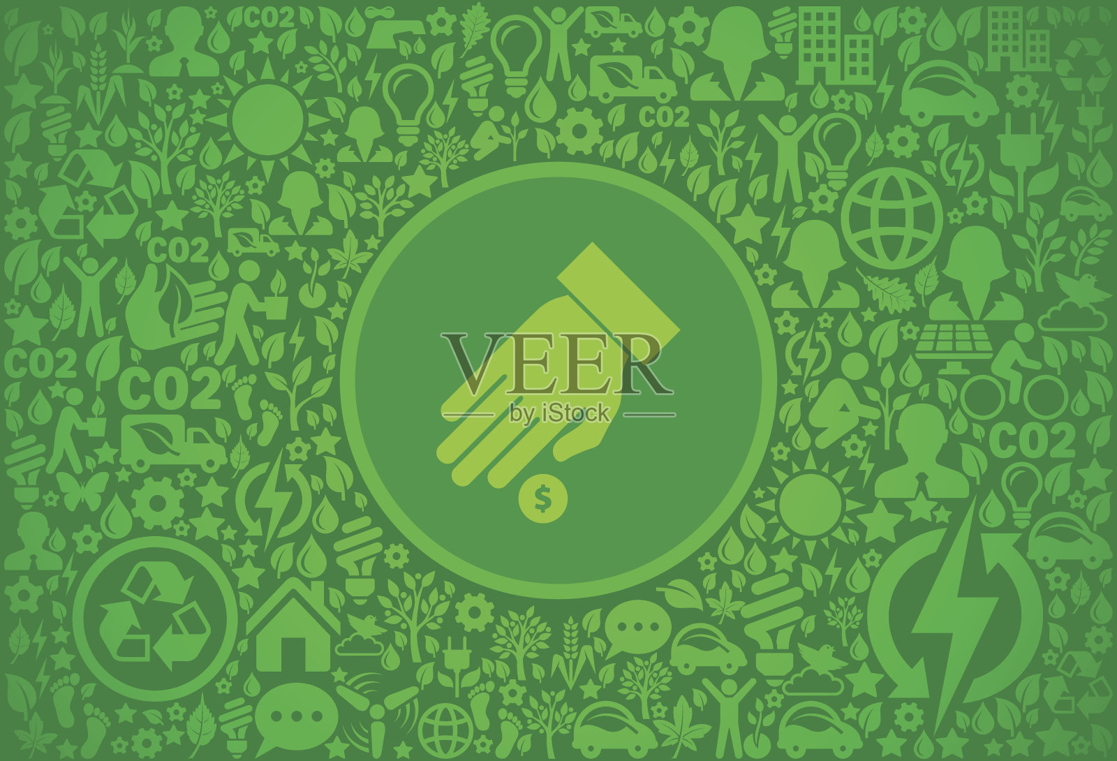 手和硬币环境绿色矢量图标模式插画图片素材