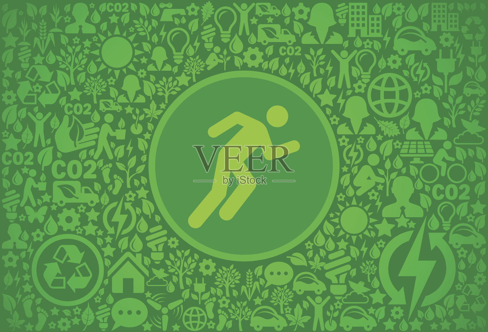 人运行环境绿色矢量图标模式插画图片素材