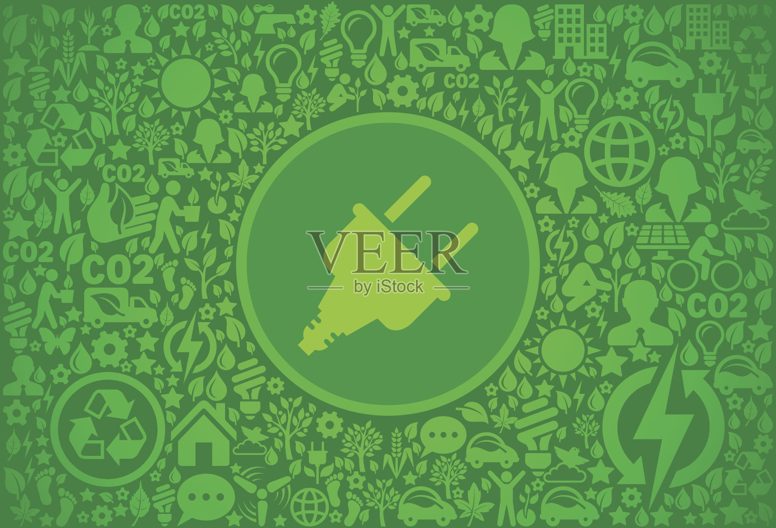 电源插头环境绿色矢量图标模式插画图片素材