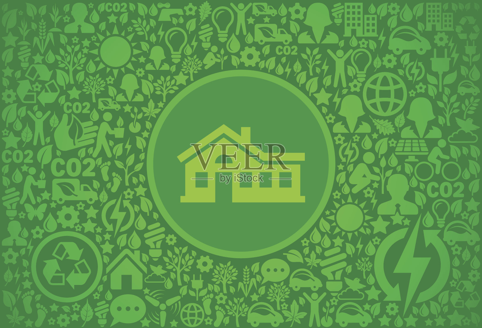 家居环境绿色矢量图标模式插画图片素材