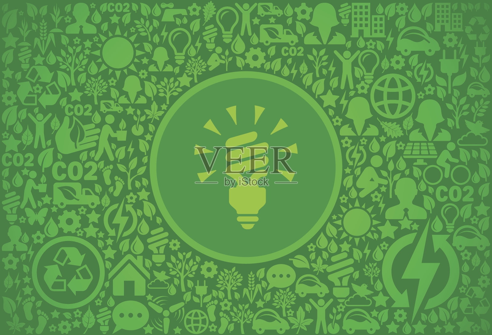 螺旋节能灯泡环境绿色矢量图标模式插画图片素材