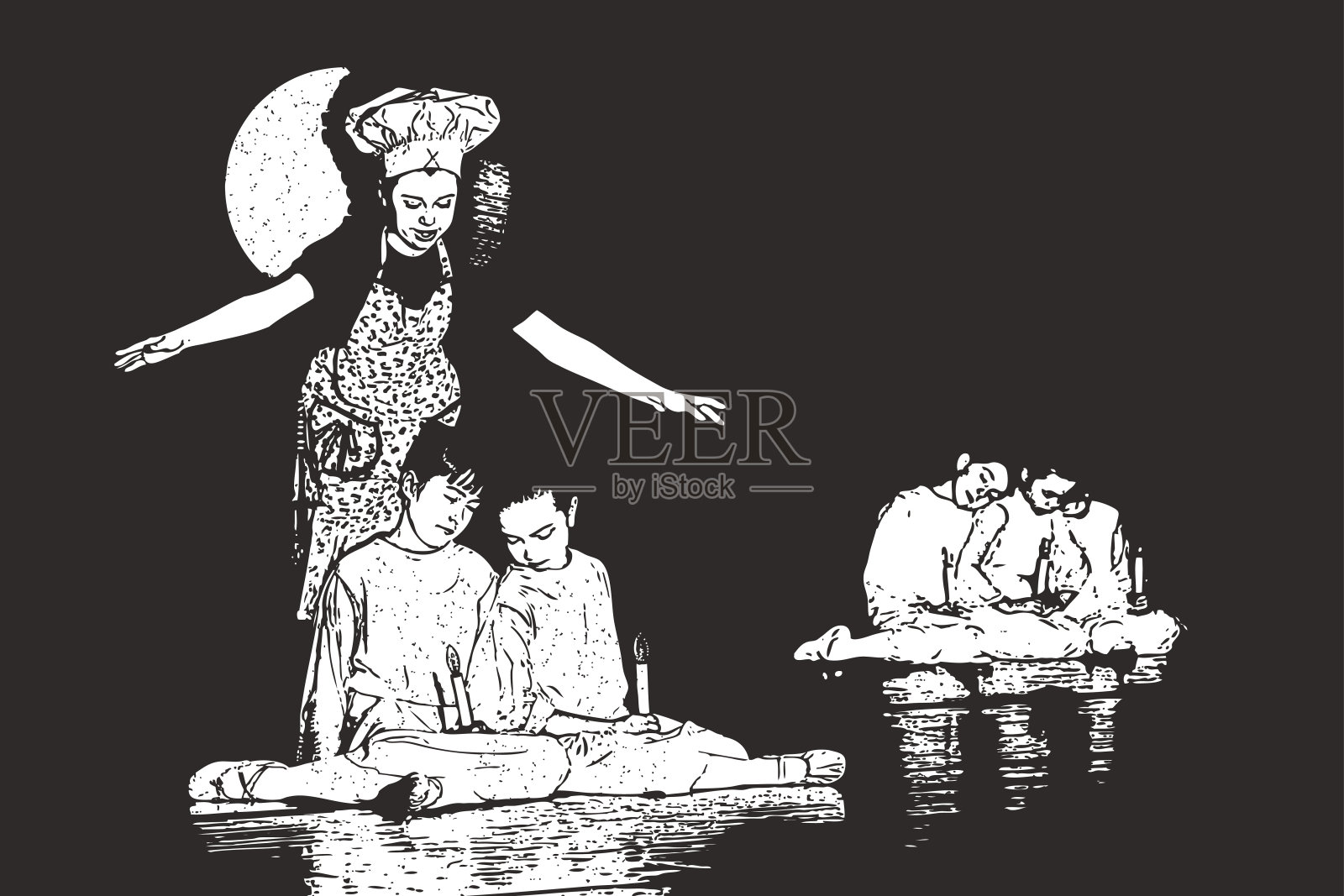 儿童芭蕾舞表演彩排插画图片素材