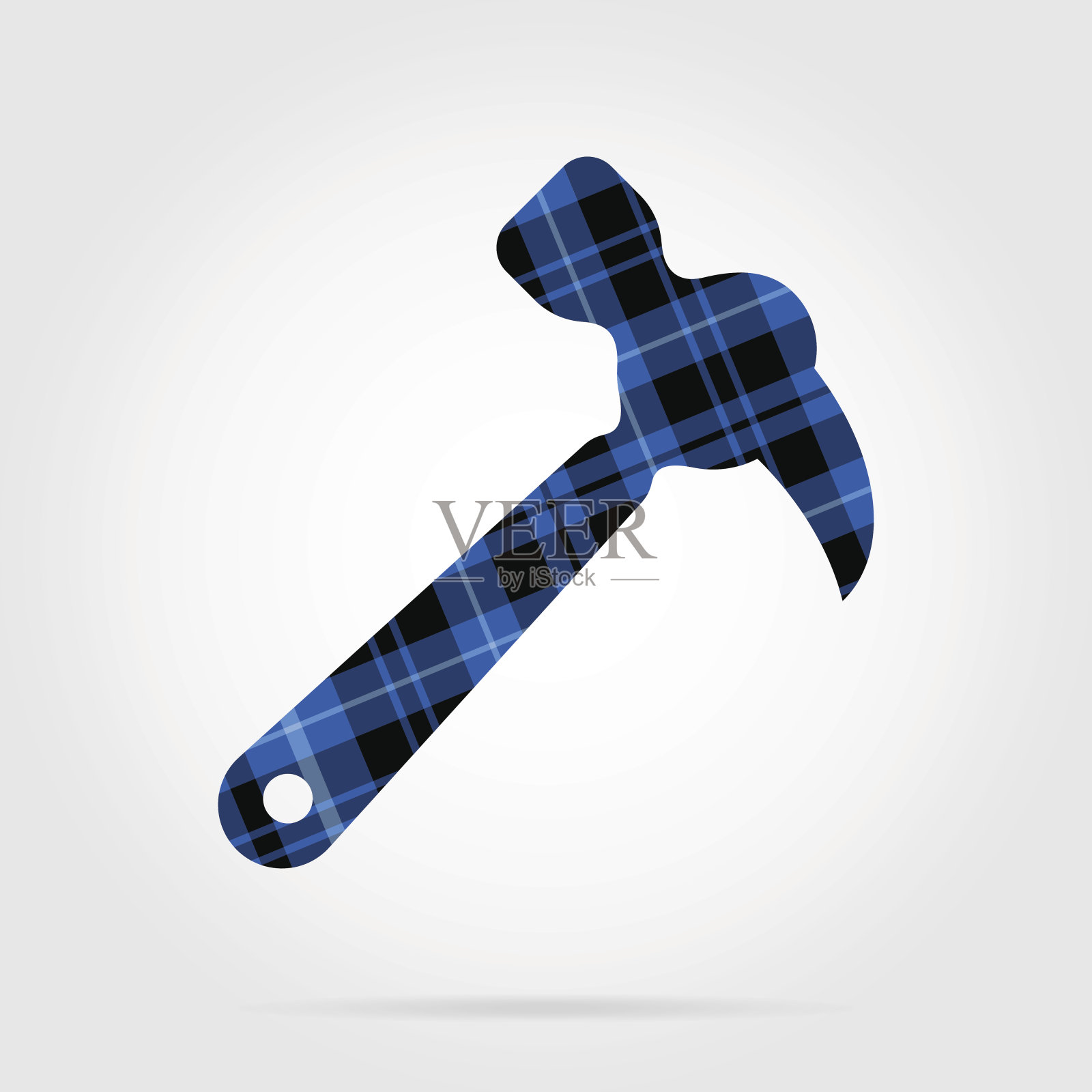 蓝色，黑色格子孤立图标-羊角锤设计元素图片