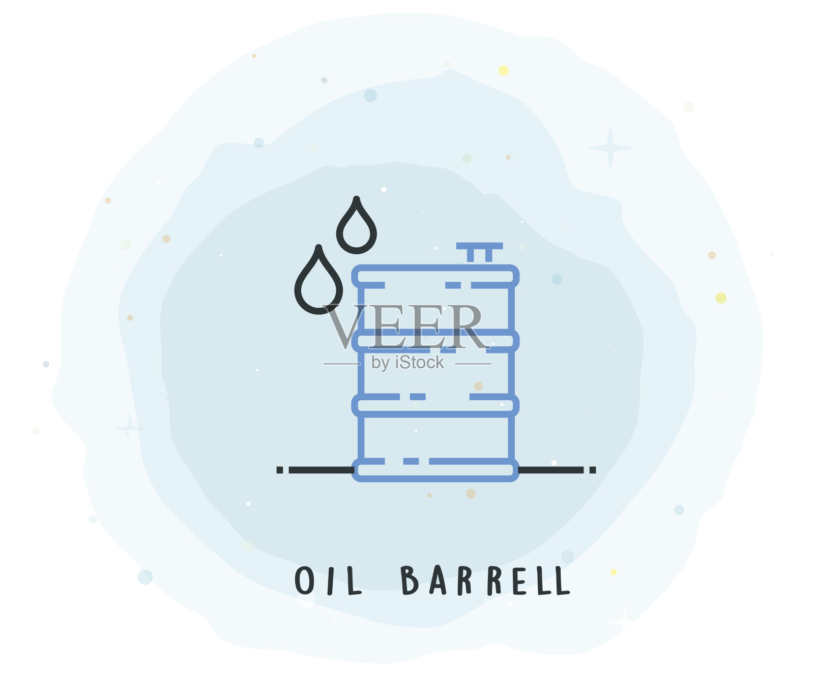 油桶图标与水彩补丁插画图片素材