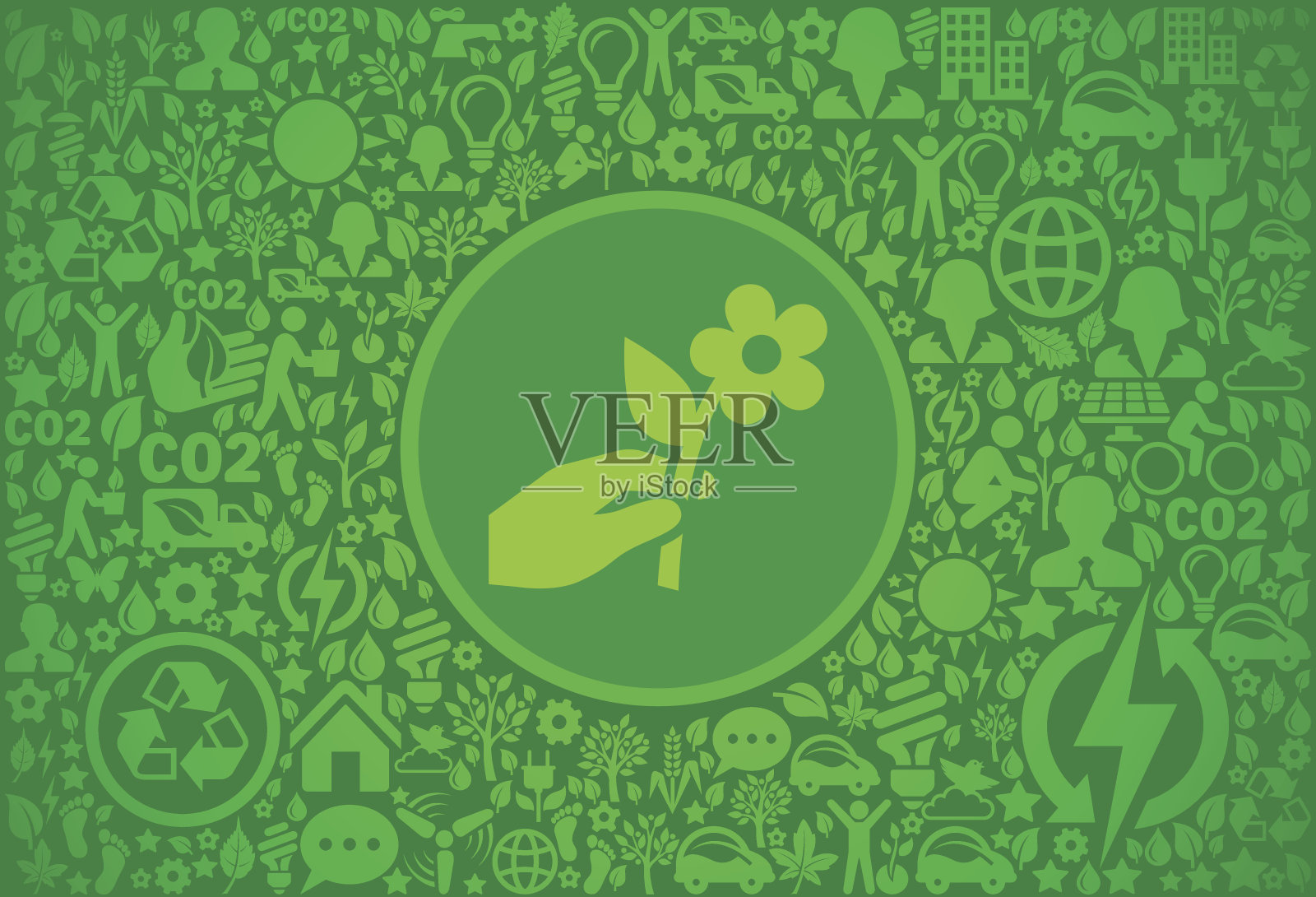 手捧花环境绿色矢量图标图案插画图片素材