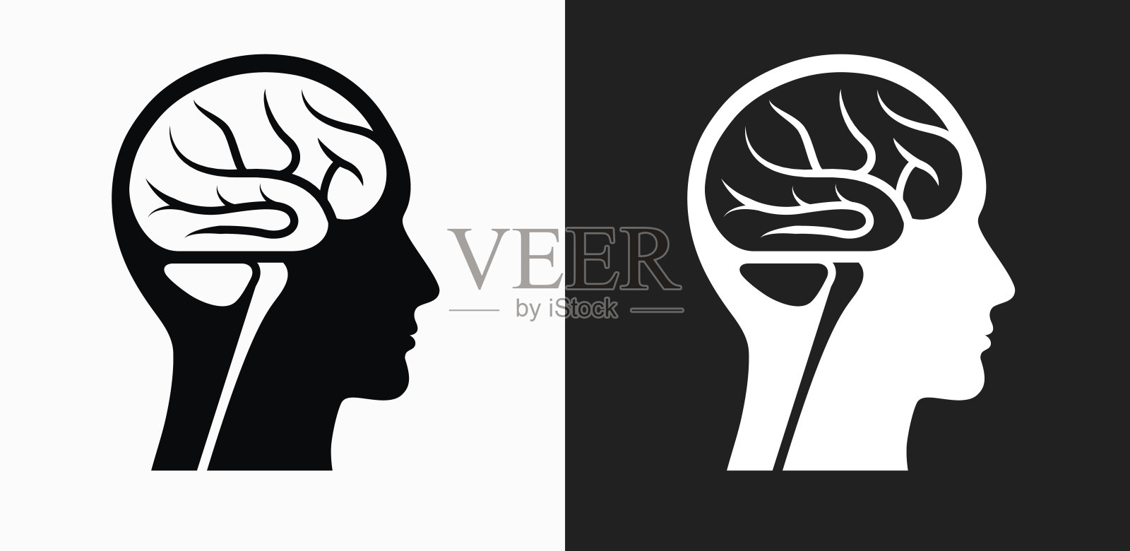 脑扫描图标上的黑色和白色矢量背景插画图片素材