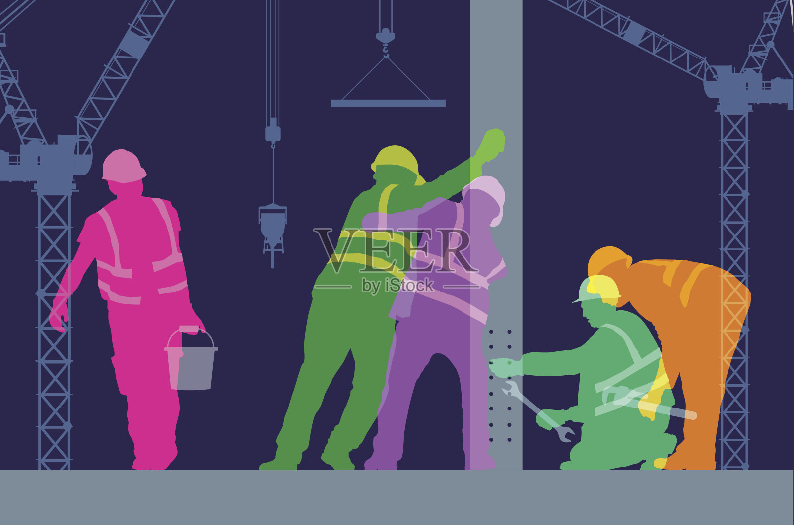 建筑工人插画图片素材