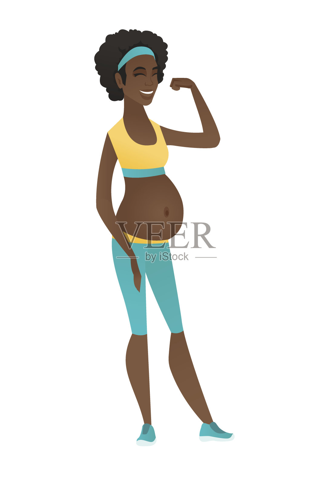 年轻孕妇身体状况良好插画图片素材