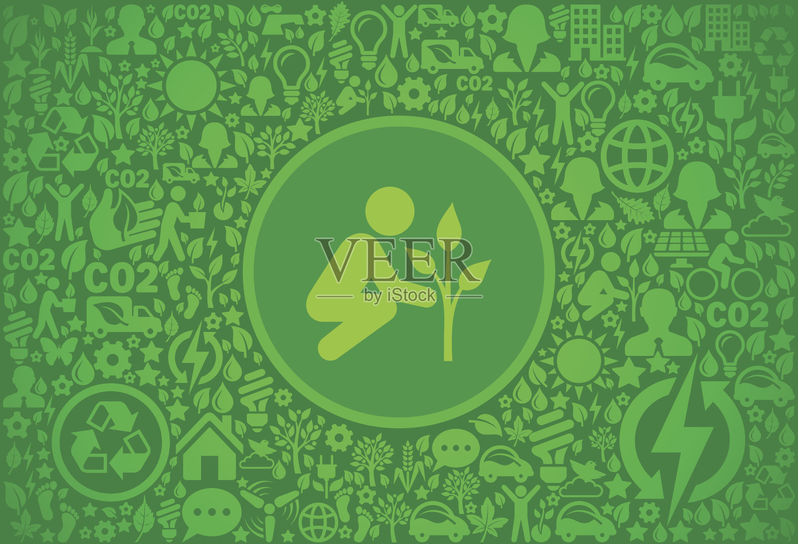 植树环境绿色矢量图标模式插画图片素材