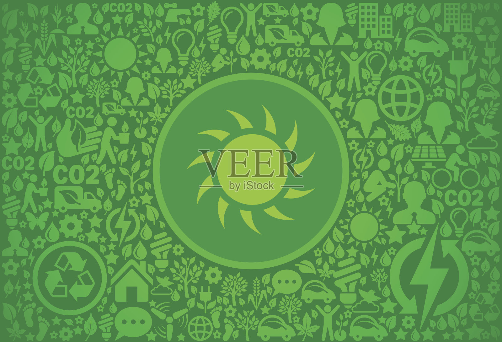 炎热的夏季太阳环境绿色矢量图标模式插画图片素材