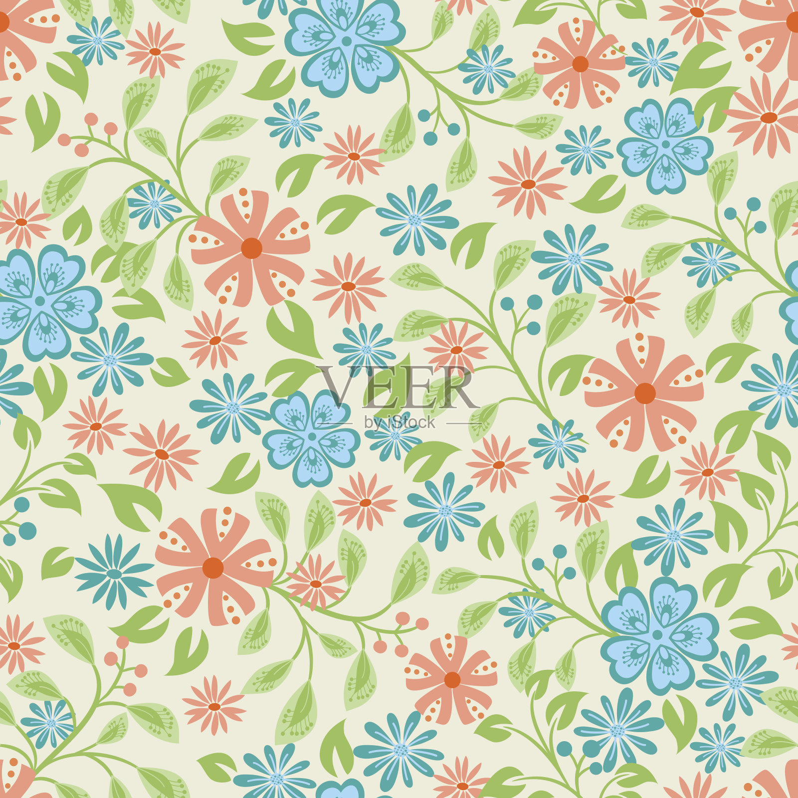 花无缝图案。插画图片素材