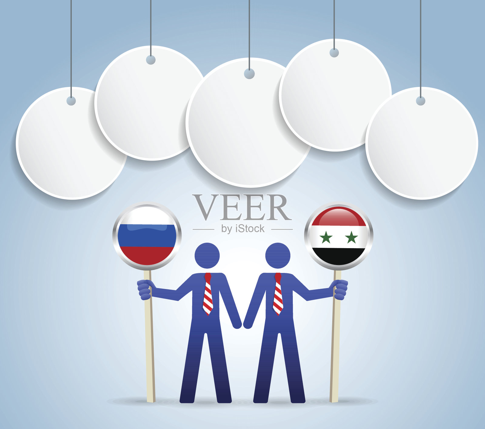 商人俄罗斯-叙利亚国旗概念插画图片素材