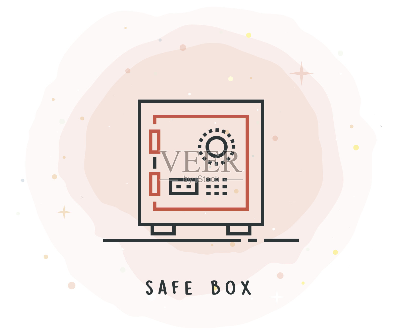 带有水彩补丁的保险箱图标插画图片素材