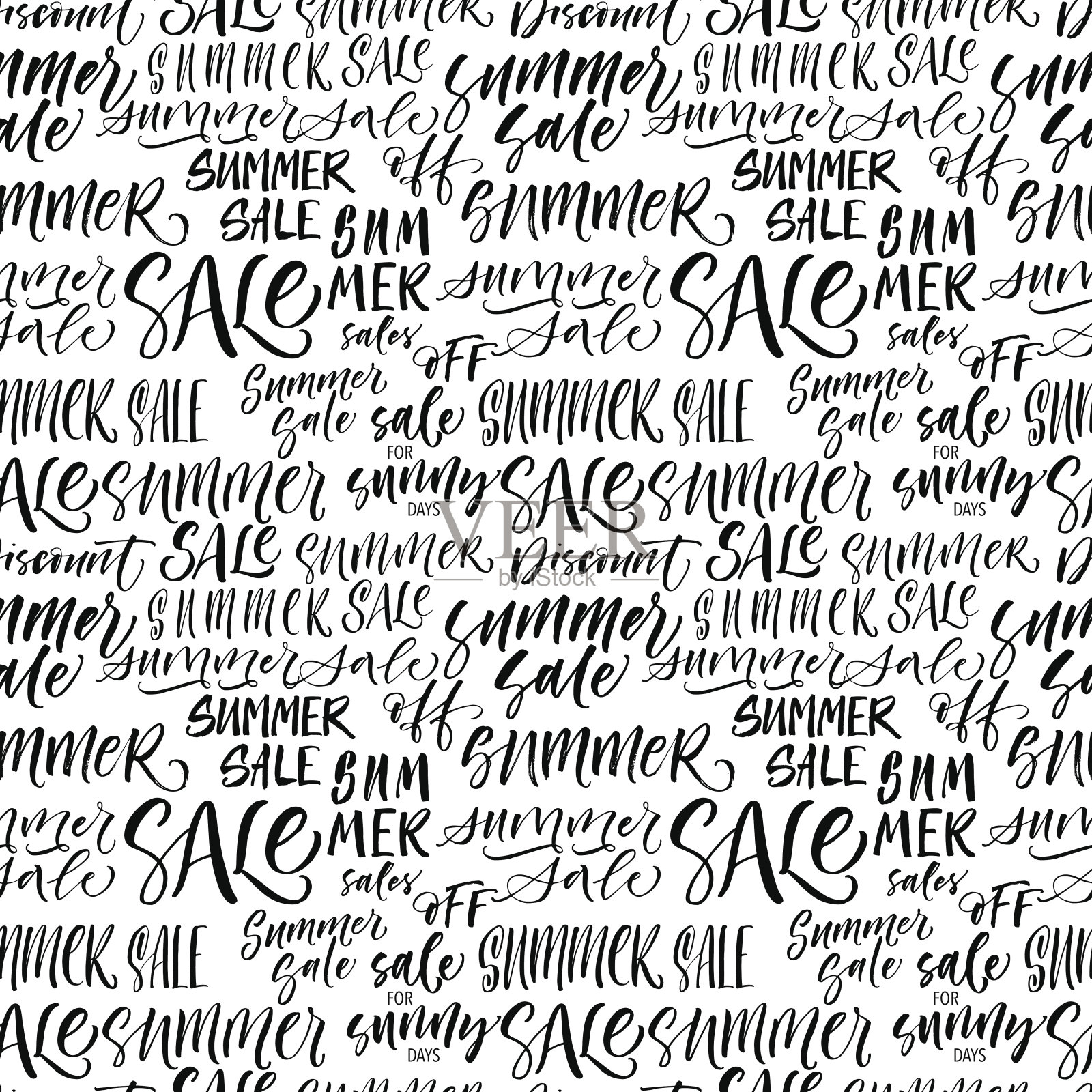 无缝模式的夏季销售短语。插画图片素材