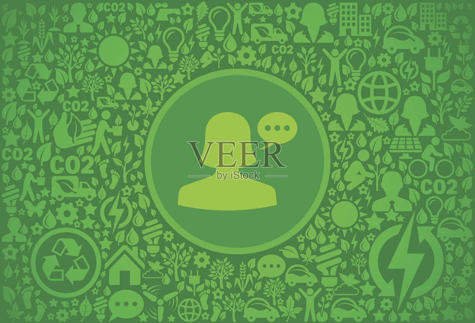 女性沟通头环境绿色矢量图标模式插画图片素材