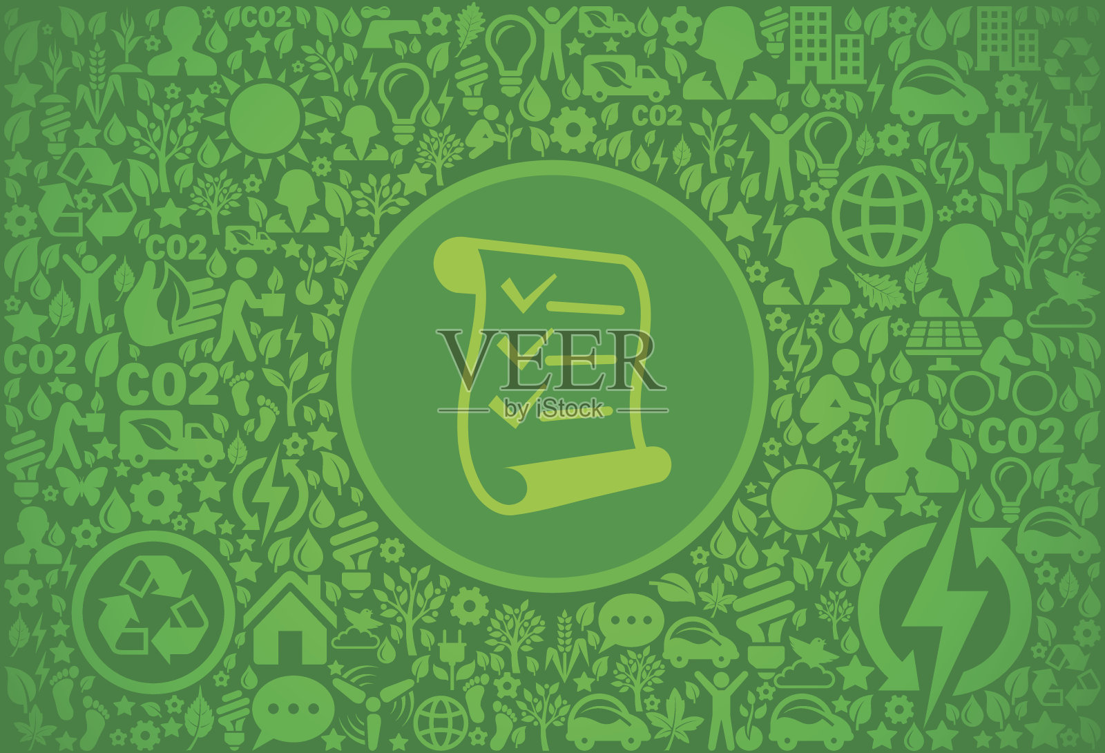 检查列表环境绿色矢量图标模式插画图片素材