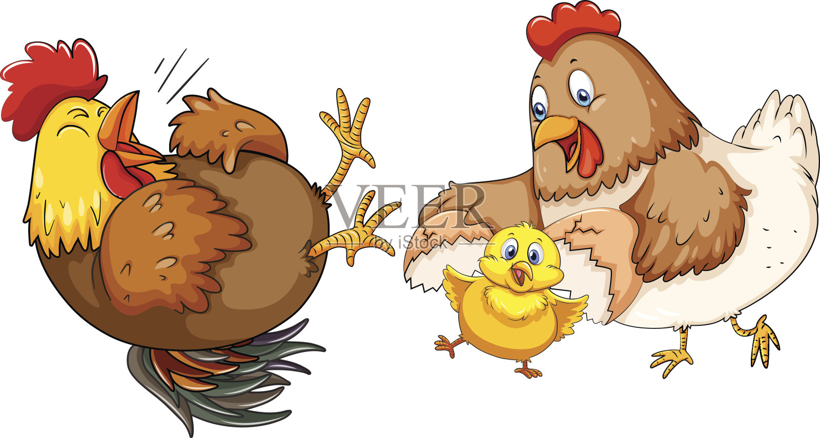 小鸡家庭和小鸡设计元素图片