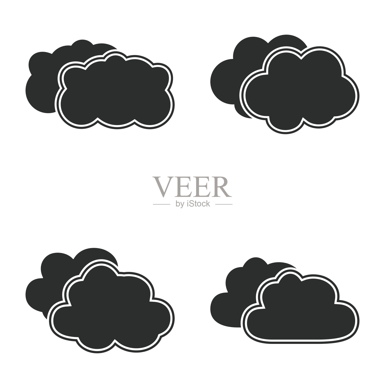 云朵天空的图标设置。插画图片素材