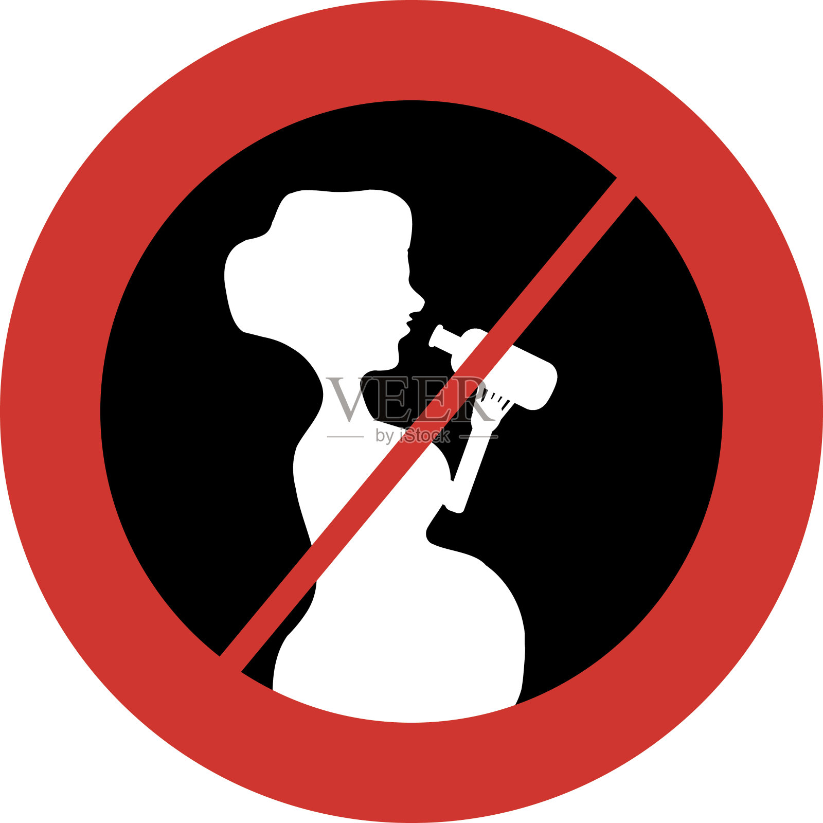 孕妇不得饮酒标志。矢量插图。插画图片素材