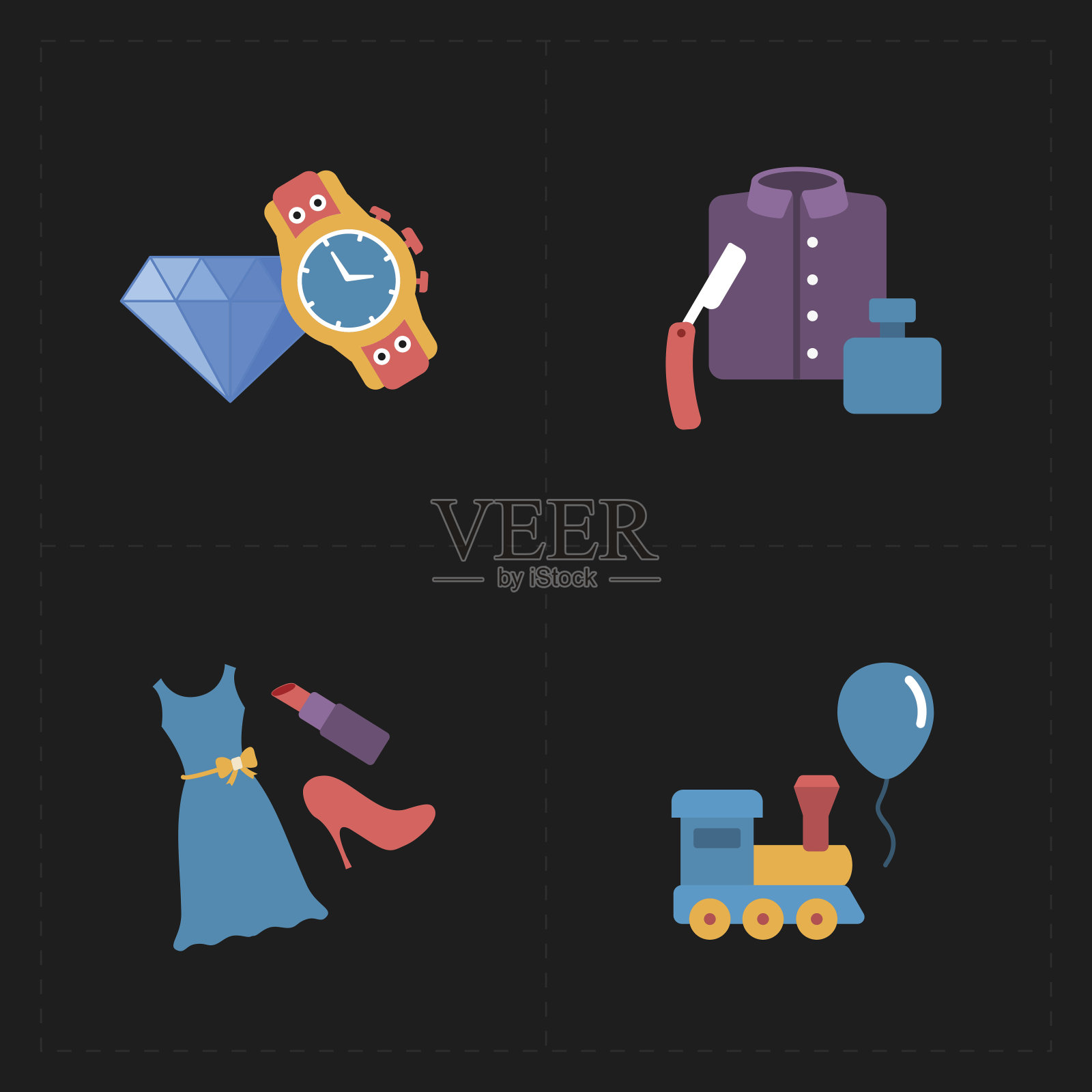 礼品平面彩色商店图标图标素材