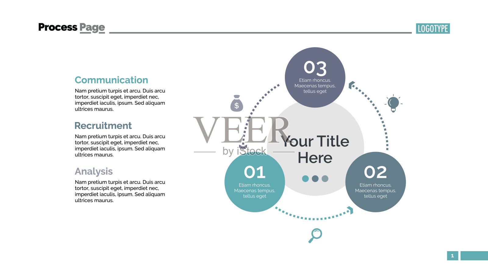 三圈循环幻灯片模板插画图片素材