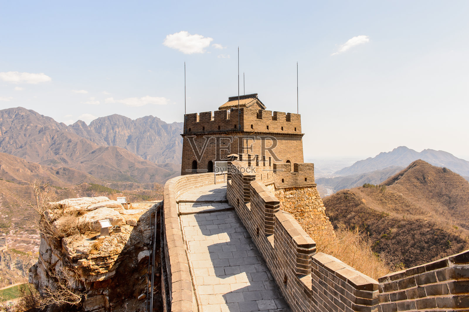 中国长城的一部分。世界七大奇迹之一。联合国教科文组织世界遗产照片摄影图片