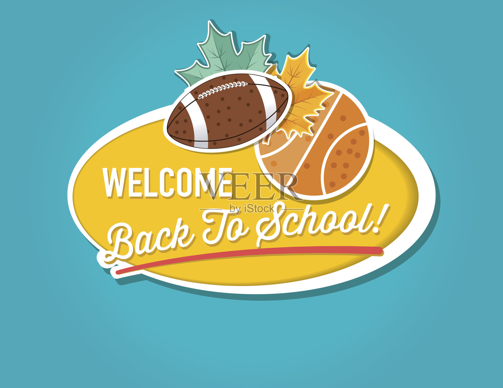 椭圆回到学校贴纸与图标和文本插画图片素材