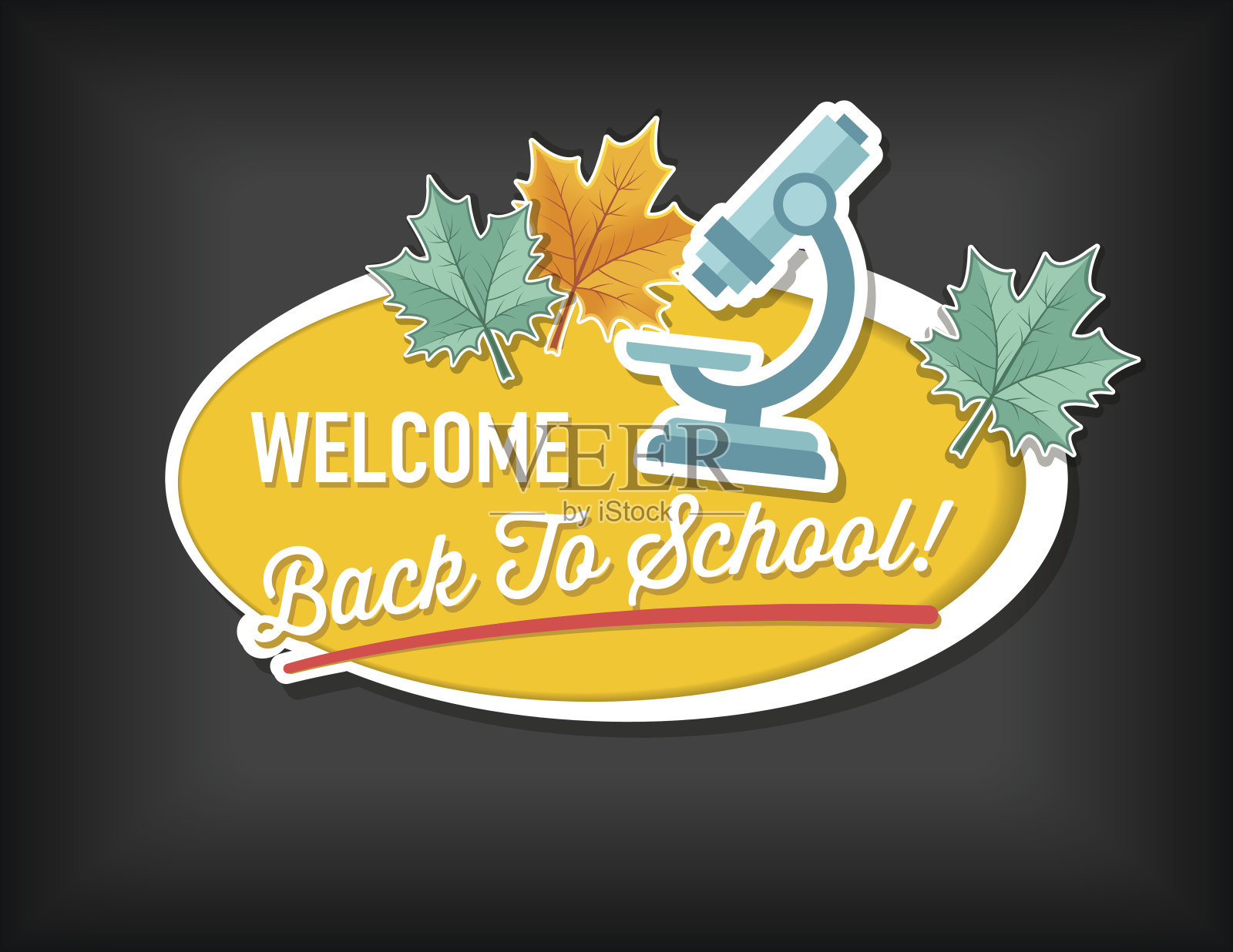 椭圆回到学校贴纸与图标和文本插画图片素材