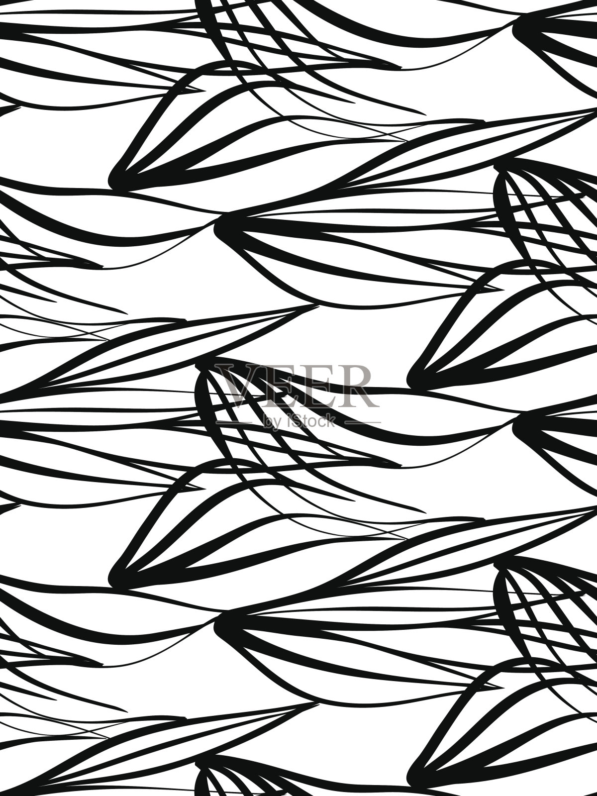 无缝背景图案在复古风格。包装纸，墙纸，布料样品。黑白矢量插图。插画图片素材