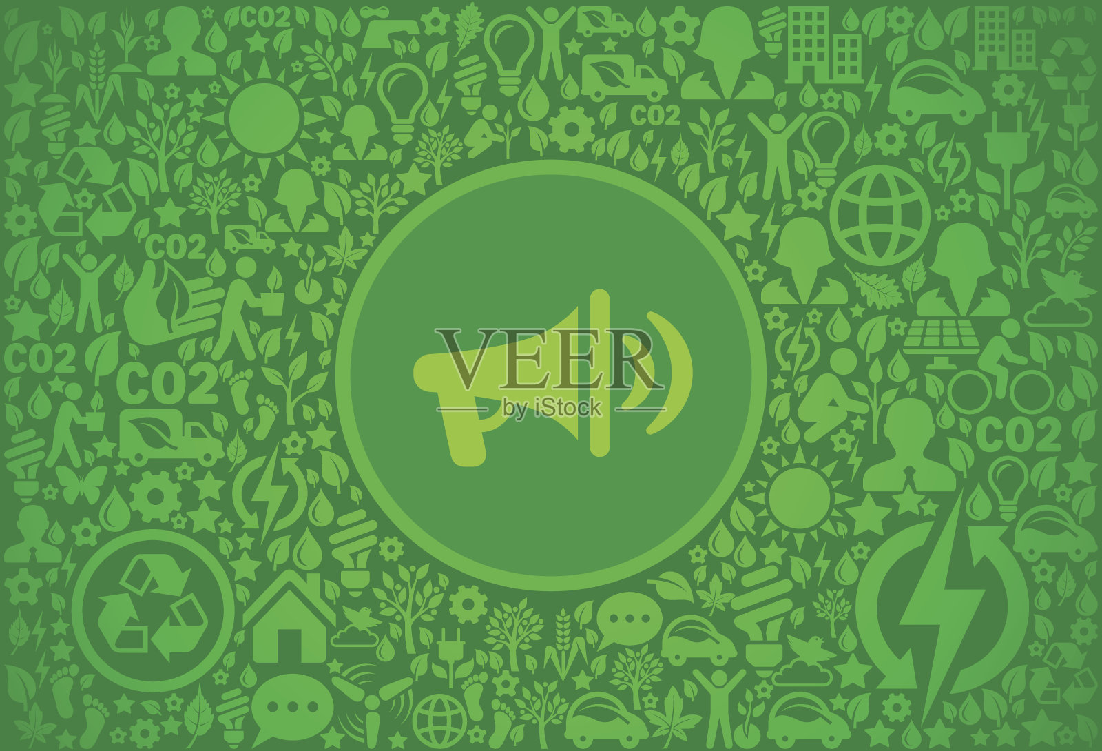 广播扩音器环境绿色矢量图标模式插画图片素材