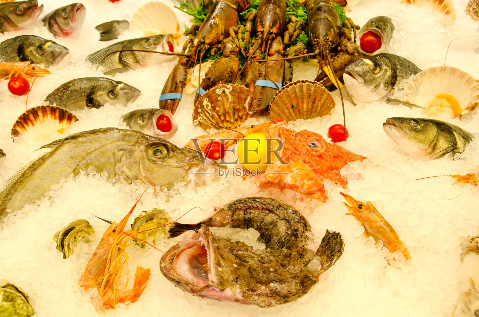 海鲜在冰上照片摄影图片