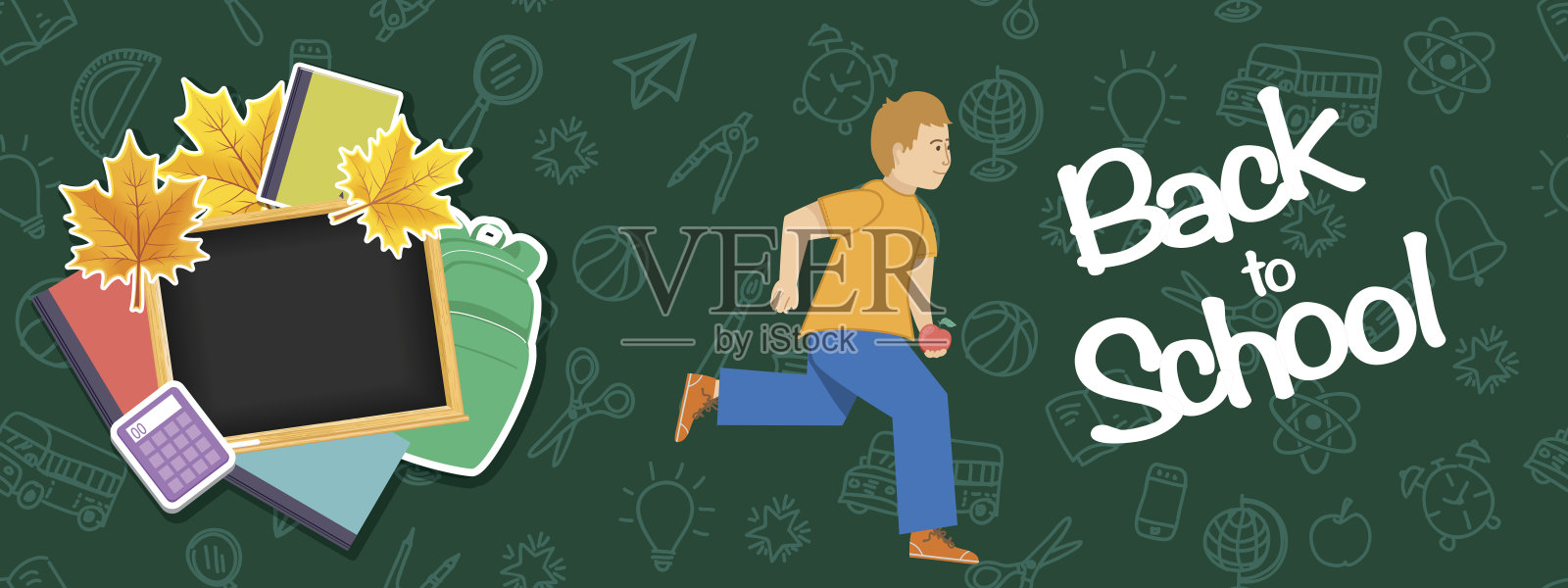 回到学校的设计元素与图标和黑板的文本插画图片素材