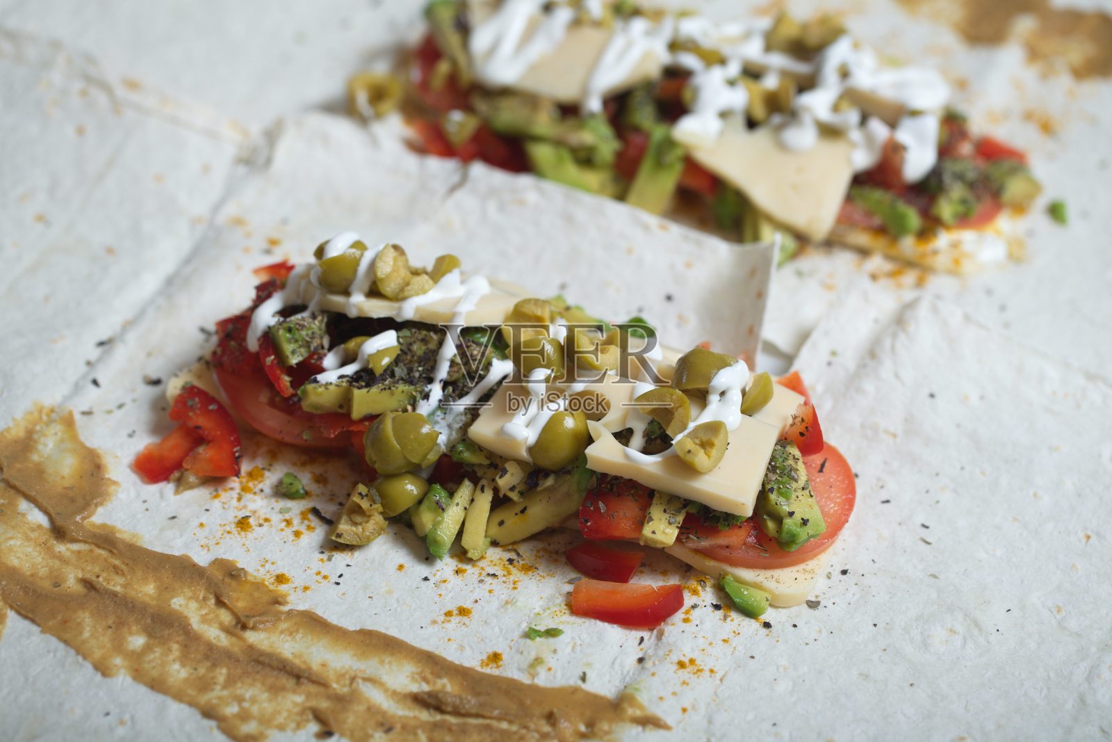 披萨馅橄榄奶酪照片摄影图片