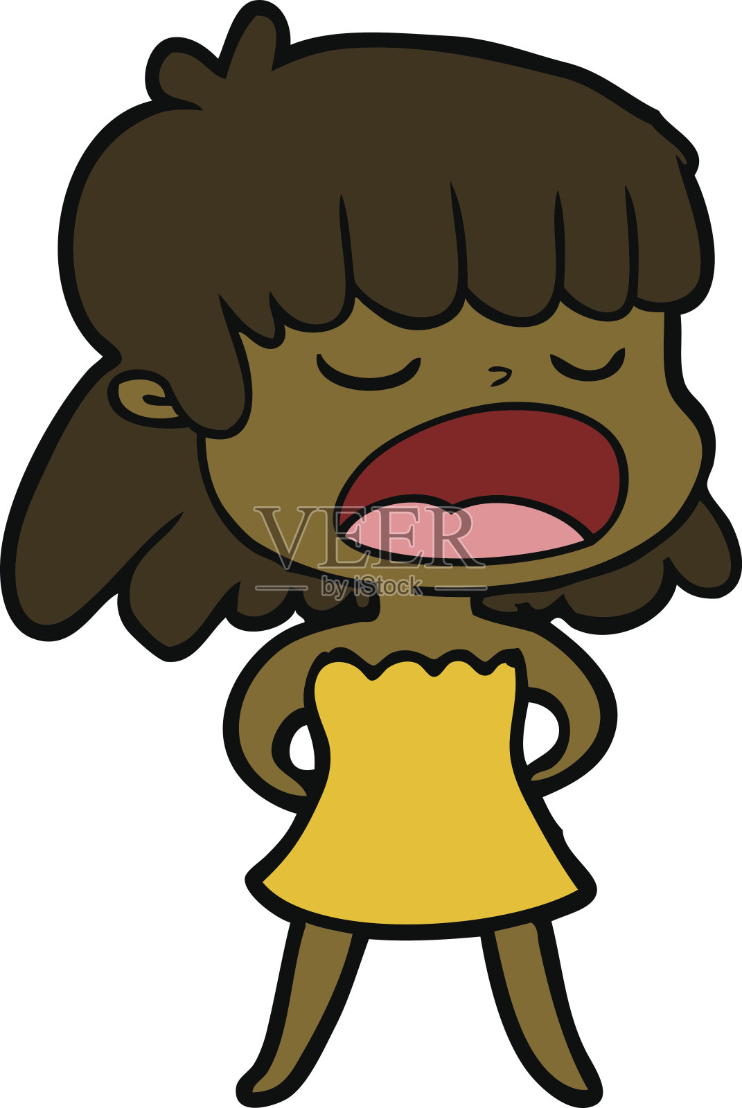 卡通女人大声说话设计元素图片