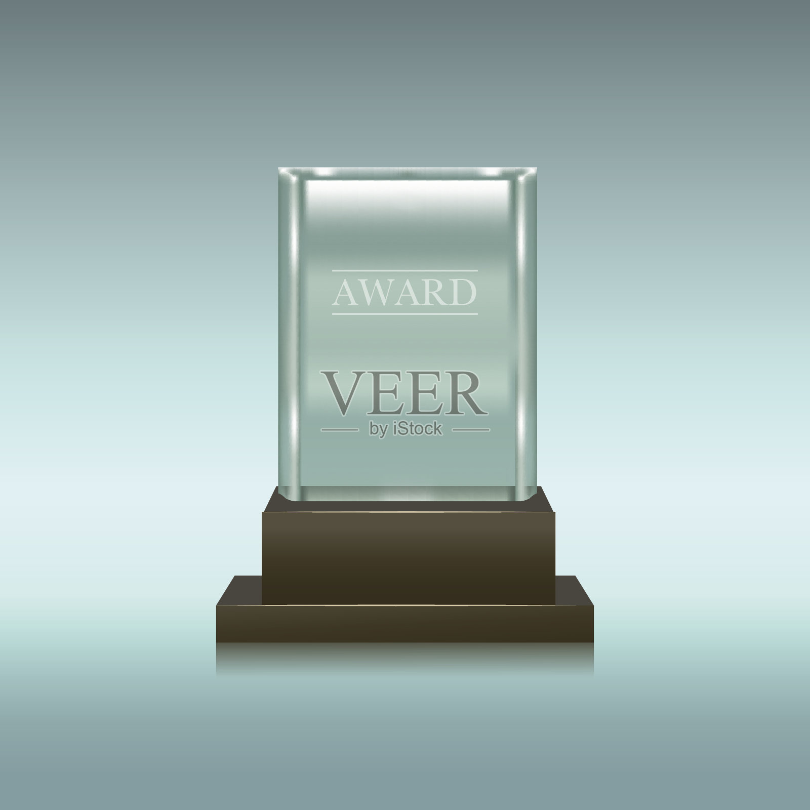 现实的玻璃或水晶奖励矩形。向量插画图片素材