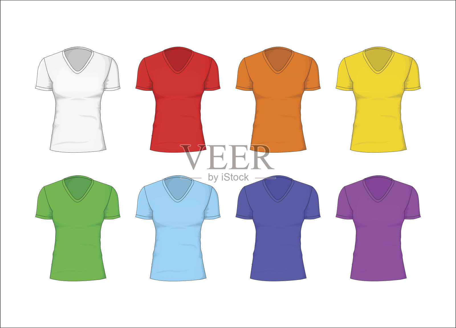 女人t恤棉质衣服。向量插画图片素材