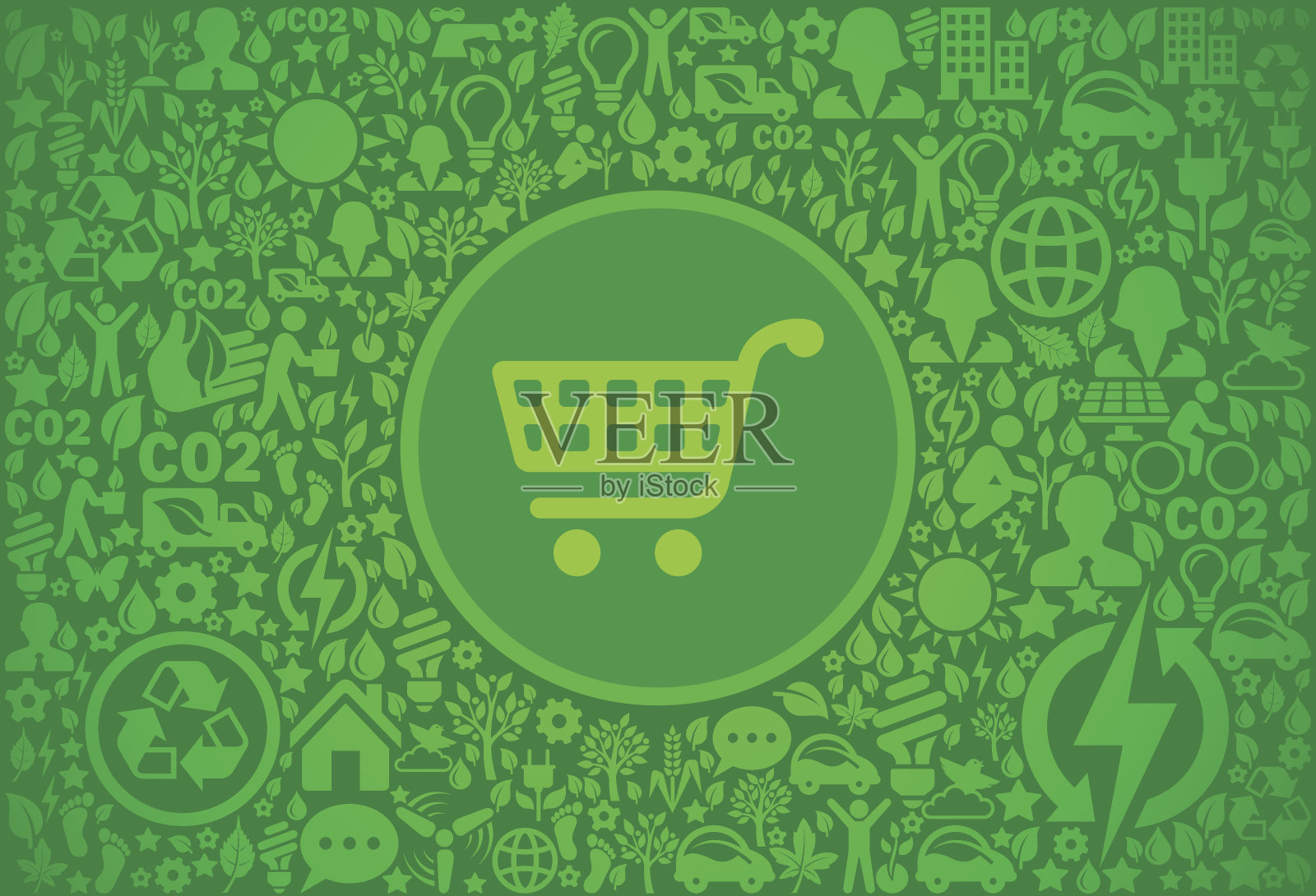 购物车环境绿色矢量图标模式插画图片素材