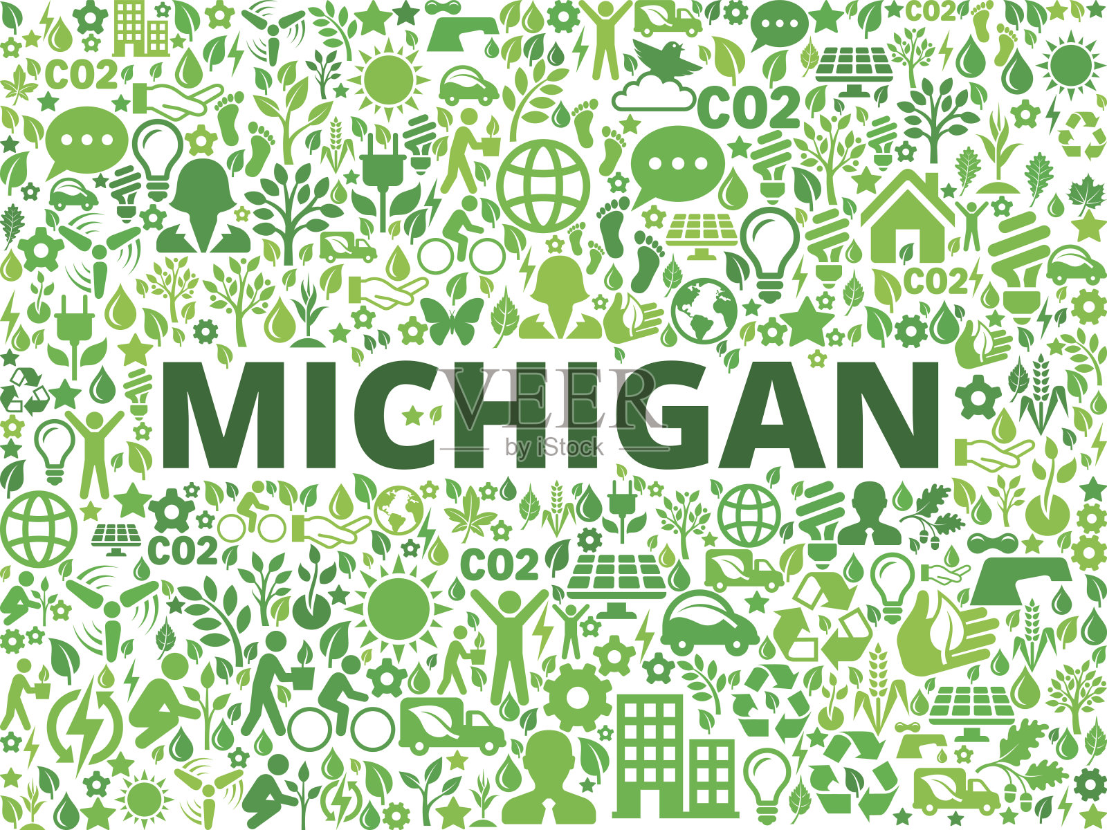 密歇根州环境保护向量图标模式插画图片素材