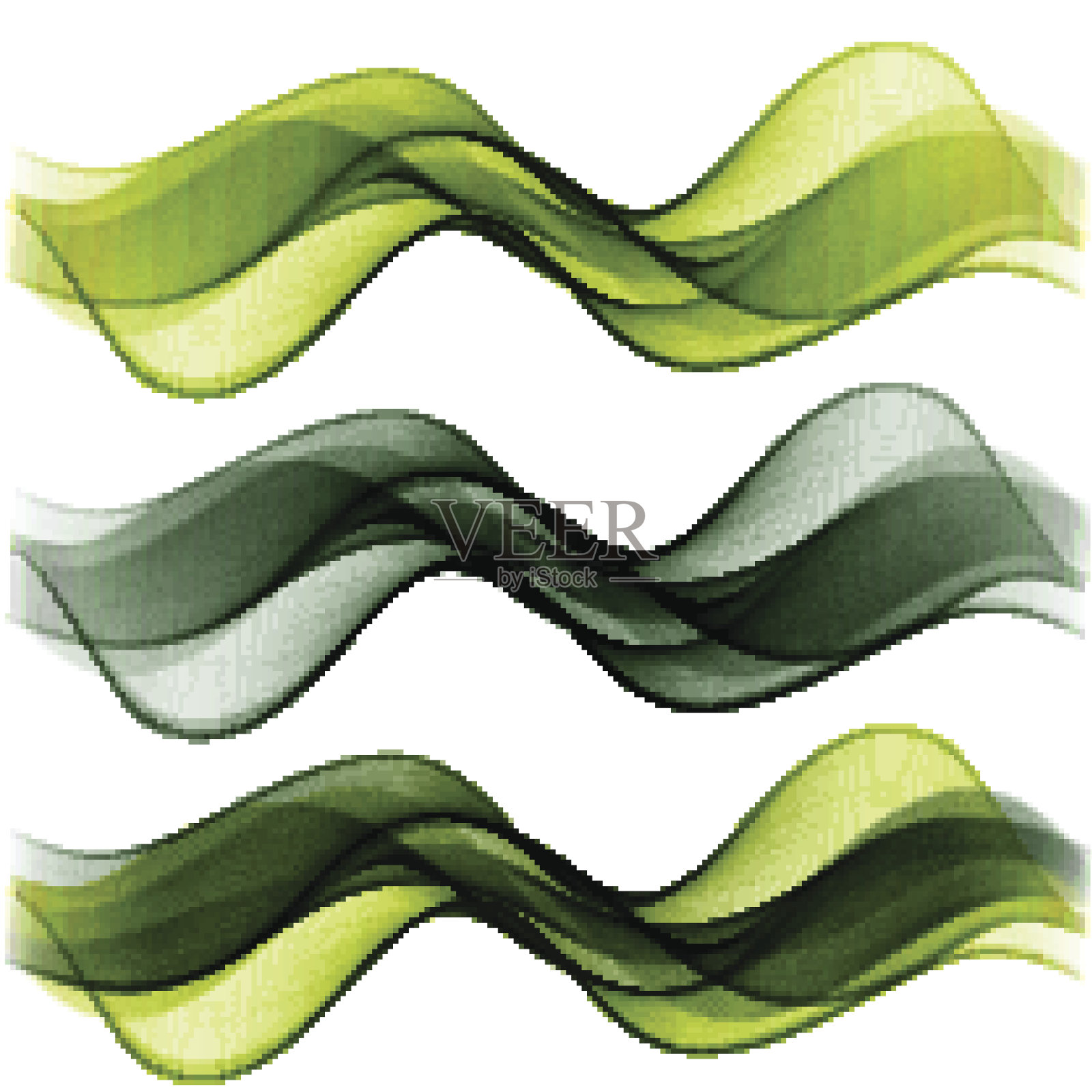 设置抽象色波。彩色烟雾波。透明波。摘要平滑波矢量。烟绿波插画图片素材