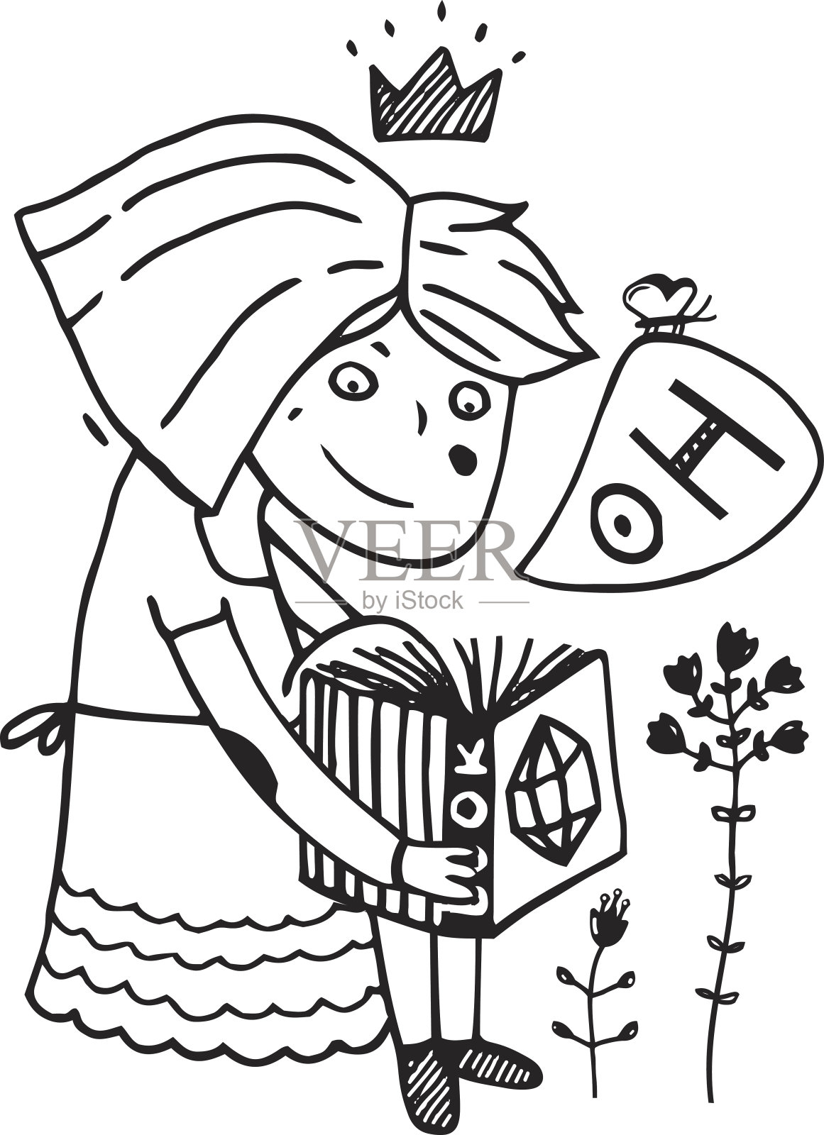 小女孩读书学习插画图片素材