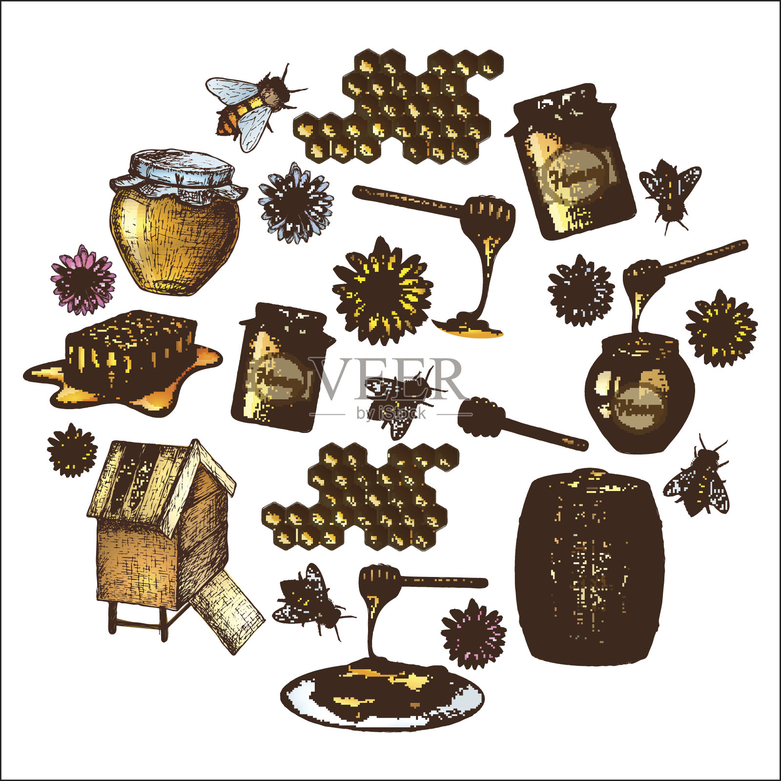 蜂蜜插画合集插画图片素材
