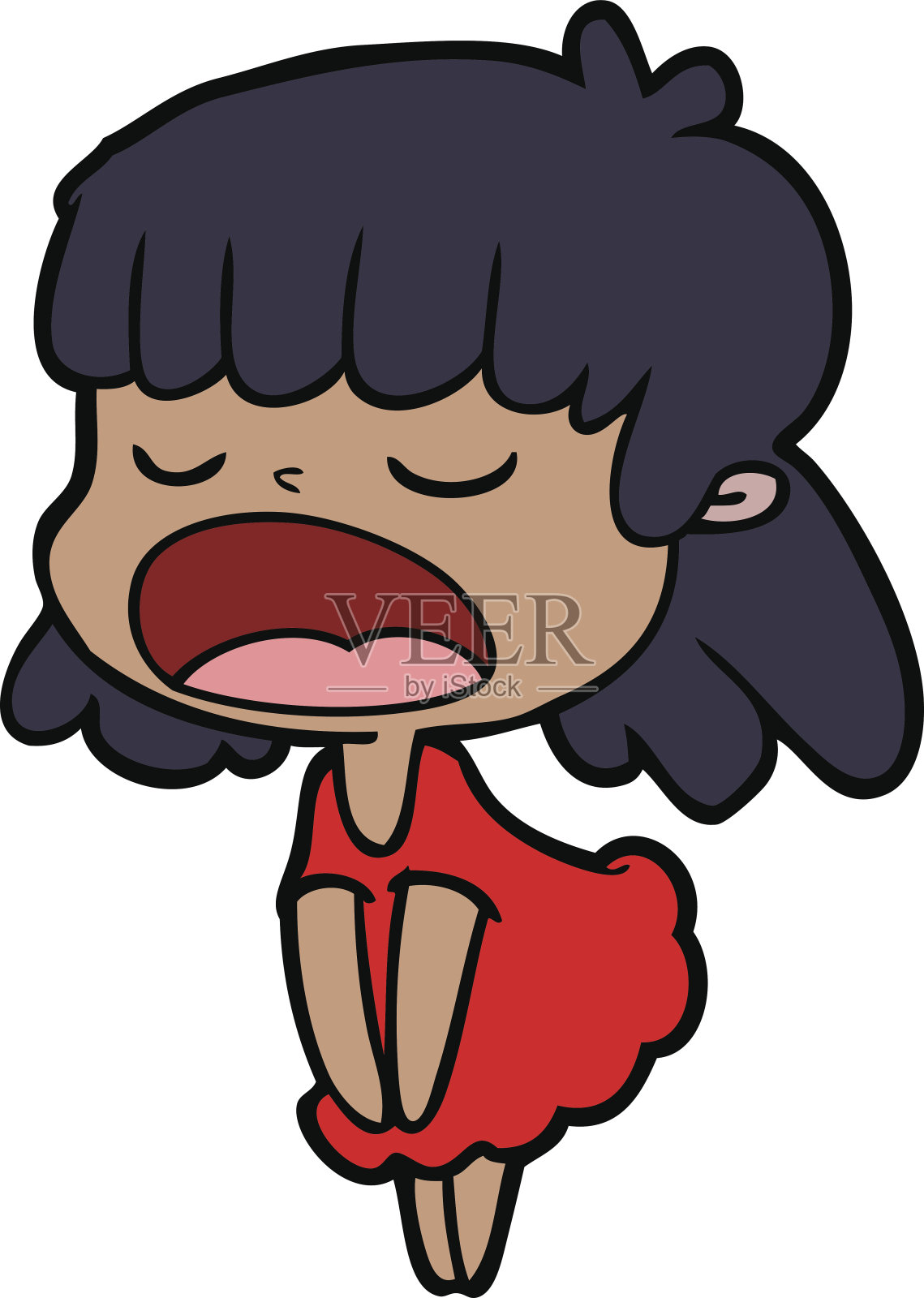 卡通女人大声说话设计元素图片